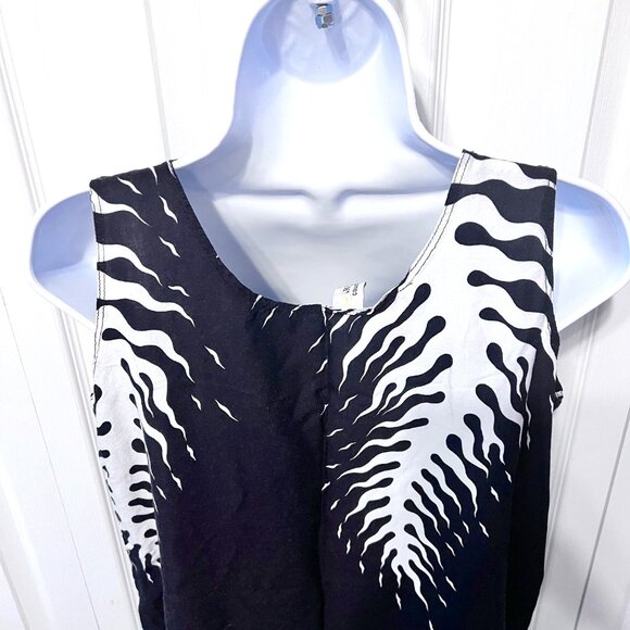 Darlene Collection- Sleeveless Mini Dress/Swimsuit Cover Up-Tropical-Sz. L-Black - Picture 9 of 12